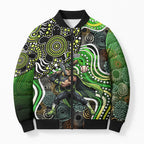 Sydney Thunder Bomber Puffer Jacket Indigenous Dot Art Superhero Batter Tribal Pattern