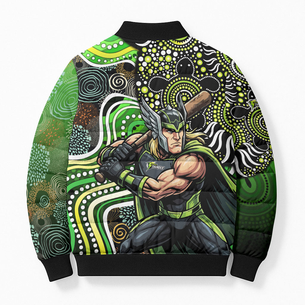 Sydney Thunder Bomber Puffer Jacket Indigenous Dot Art Superhero Batter Tribal Pattern