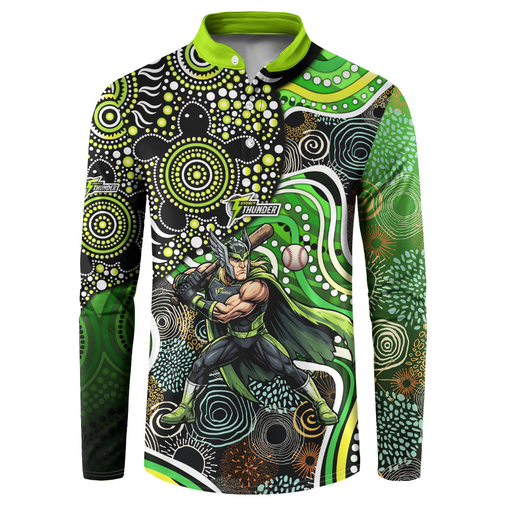 Sydney Thunder Button Sweatshirt Indigenous Dot Art Superhero Batter Tribal Pattern