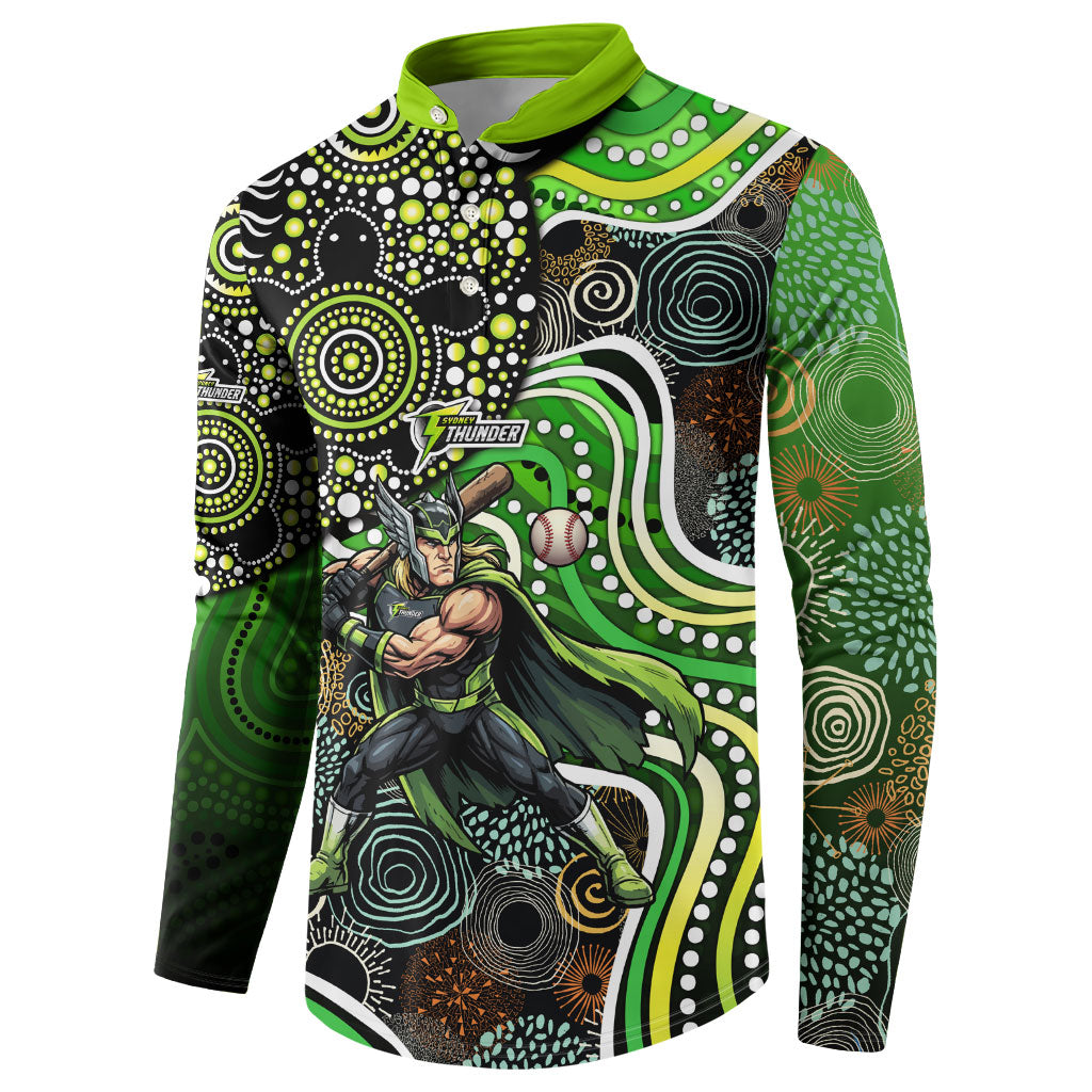 Sydney Thunder Button Sweatshirt Indigenous Dot Art Superhero Batter Tribal Pattern