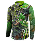 Sydney Thunder Button Sweatshirt Indigenous Dot Art Superhero Batter Tribal Pattern