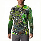 Sydney Thunder Button Sweatshirt Indigenous Dot Art Superhero Batter Tribal Pattern