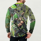 Sydney Thunder Button Sweatshirt Indigenous Dot Art Superhero Batter Tribal Pattern