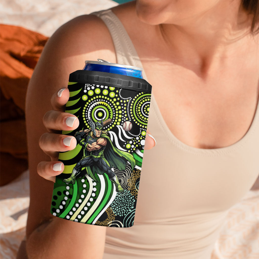 Sydney Thunder 4 in 1 Can Cooler Tumbler Indigenous Dot Art Superhero Batter Tribal Pattern