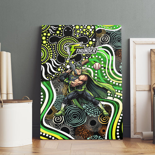 Sydney Thunder Canvas Wall Art Indigenous Dot Art Superhero Batter Tribal Pattern