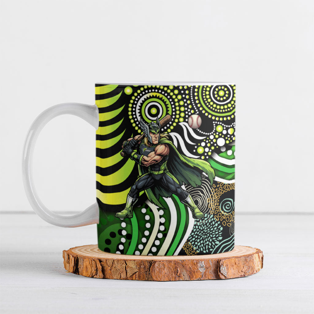 Sydney Thunder Ceramic Mug Indigenous Dot Art Superhero Batter Tribal Pattern