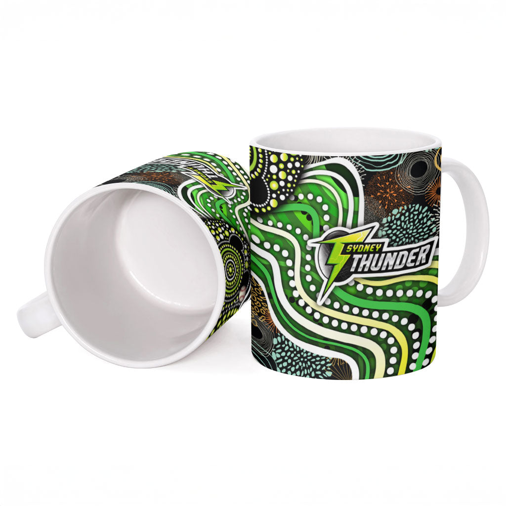 Sydney Thunder Ceramic Mug Indigenous Dot Art Superhero Batter Tribal Pattern