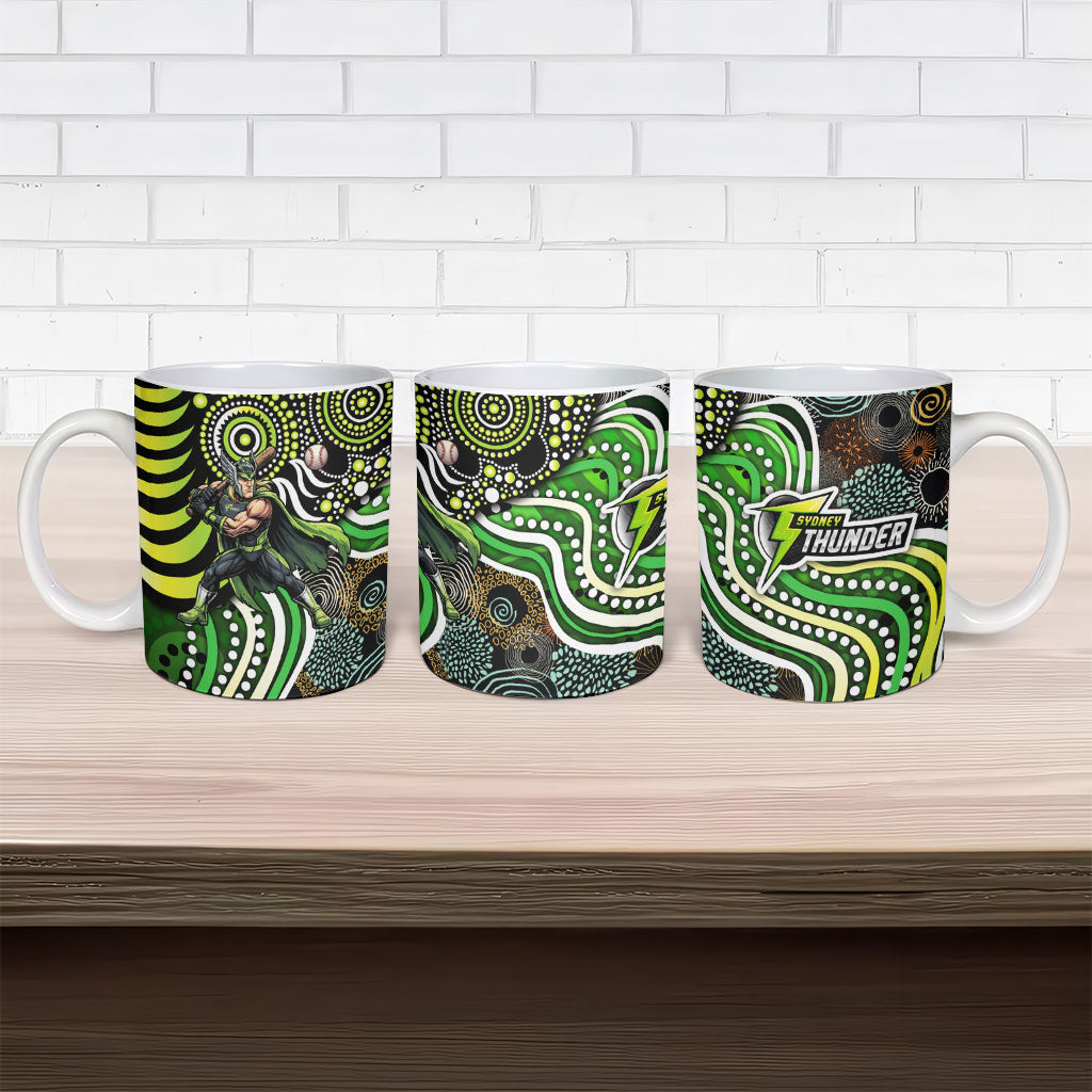 Sydney Thunder Ceramic Mug Indigenous Dot Art Superhero Batter Tribal Pattern