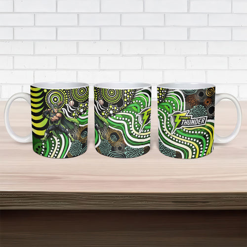 Sydney Thunder Ceramic Mug Indigenous Dot Art Superhero Batter Tribal Pattern