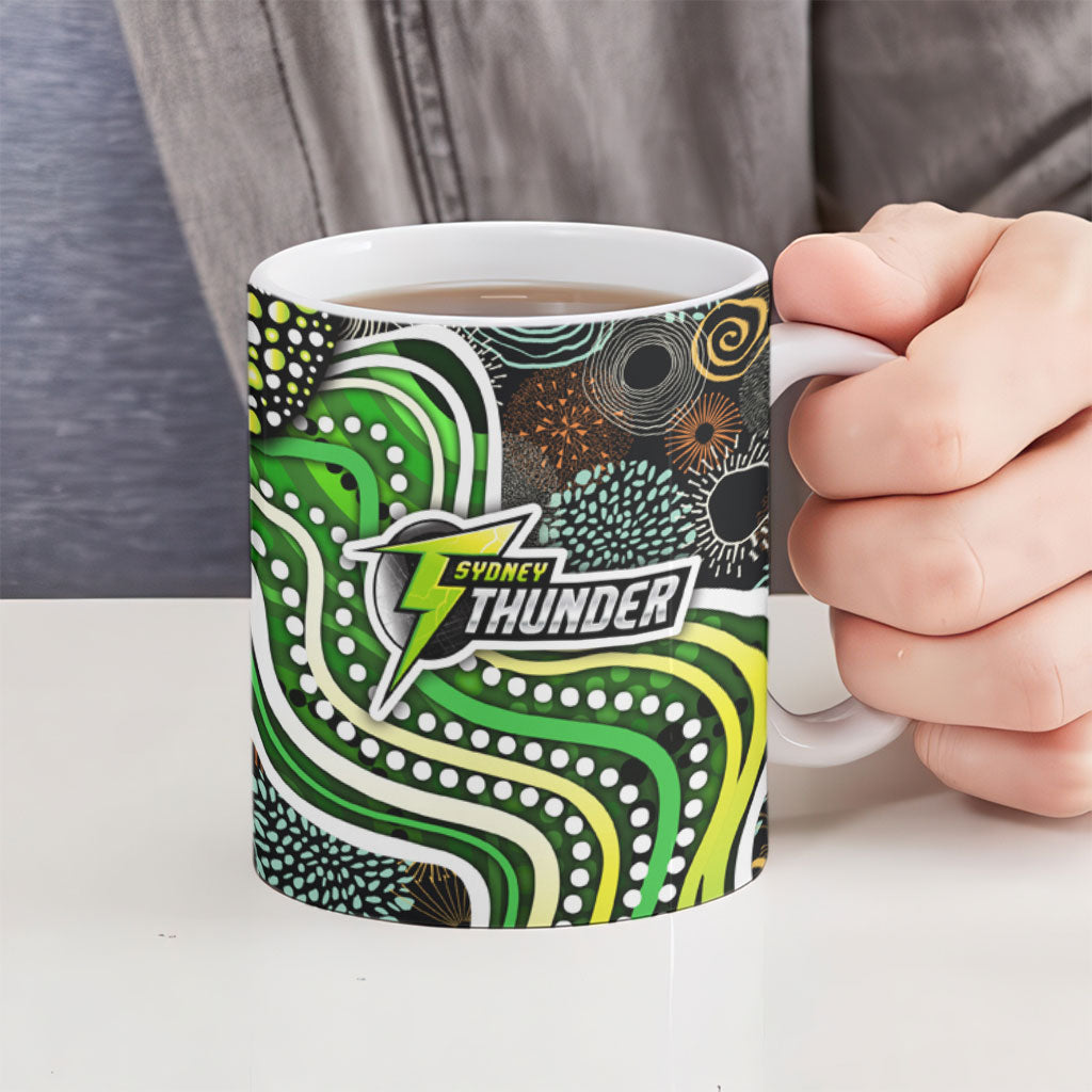 Sydney Thunder Ceramic Mug Indigenous Dot Art Superhero Batter Tribal Pattern