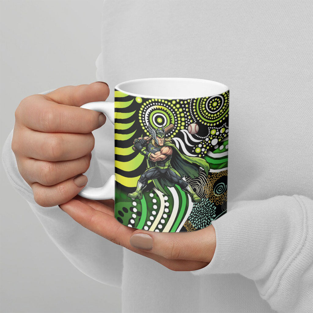 Sydney Thunder Ceramic Mug Indigenous Dot Art Superhero Batter Tribal Pattern
