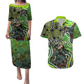 Sydney Thunder Couples Matching Puletasi and Hawaiian Shirt Indigenous Dot Art Superhero Batter Tribal Pattern