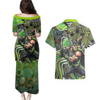 Sydney Thunder Couples Matching Puletasi and Hawaiian Shirt Indigenous Dot Art Superhero Batter Tribal Pattern