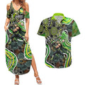 Sydney Thunder Couples Matching Summer Maxi Dress and Hawaiian Shirt Indigenous Dot Art Superhero Batter Tribal Pattern