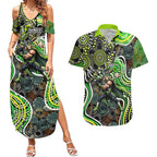 Sydney Thunder Couples Matching Summer Maxi Dress and Hawaiian Shirt Indigenous Dot Art Superhero Batter Tribal Pattern