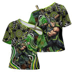 Sydney Thunder Cross Shoulder Shirt Indigenous Dot Art Superhero Batter Tribal Pattern