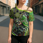 Sydney Thunder Cross Shoulder Shirt Indigenous Dot Art Superhero Batter Tribal Pattern