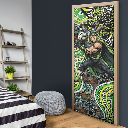 Sydney Thunder Door Cover Indigenous Dot Art Superhero Batter Tribal Pattern
