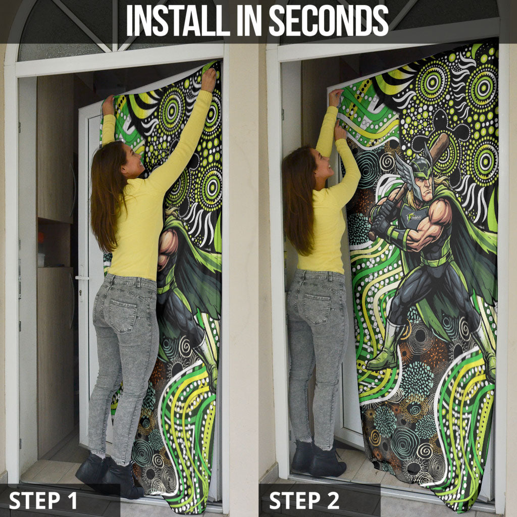 Sydney Thunder Door Cover Indigenous Dot Art Superhero Batter Tribal Pattern