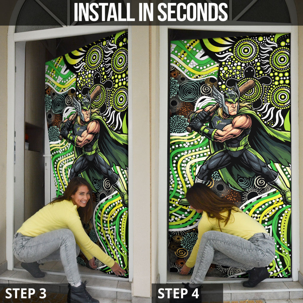 Sydney Thunder Door Cover Indigenous Dot Art Superhero Batter Tribal Pattern