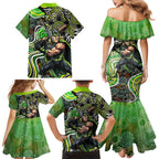 Sydney Thunder Family Matching Mermaid Dress and Hawaiian Shirt Indigenous Dot Art Superhero Batter Tribal Pattern