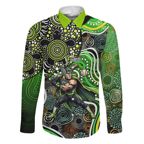 Sydney Thunder Family Matching Mermaid Dress and Hawaiian Shirt Indigenous Dot Art Superhero Batter Tribal Pattern
