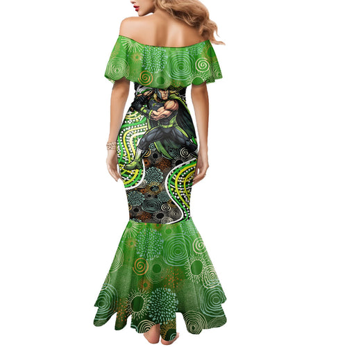 Sydney Thunder Family Matching Mermaid Dress and Hawaiian Shirt Indigenous Dot Art Superhero Batter Tribal Pattern