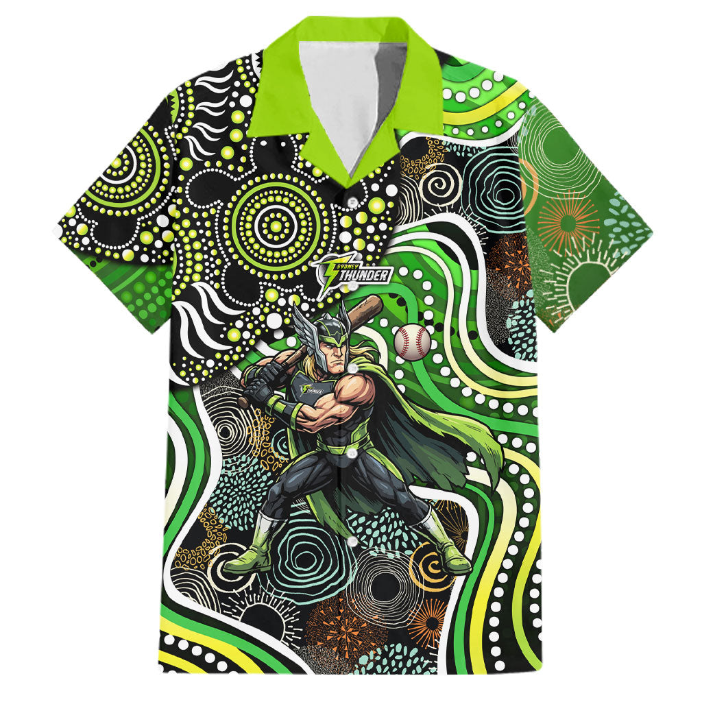 Sydney Thunder Family Matching Off Shoulder Maxi Dress and Hawaiian Shirt Indigenous Dot Art Superhero Batter Tribal Pattern