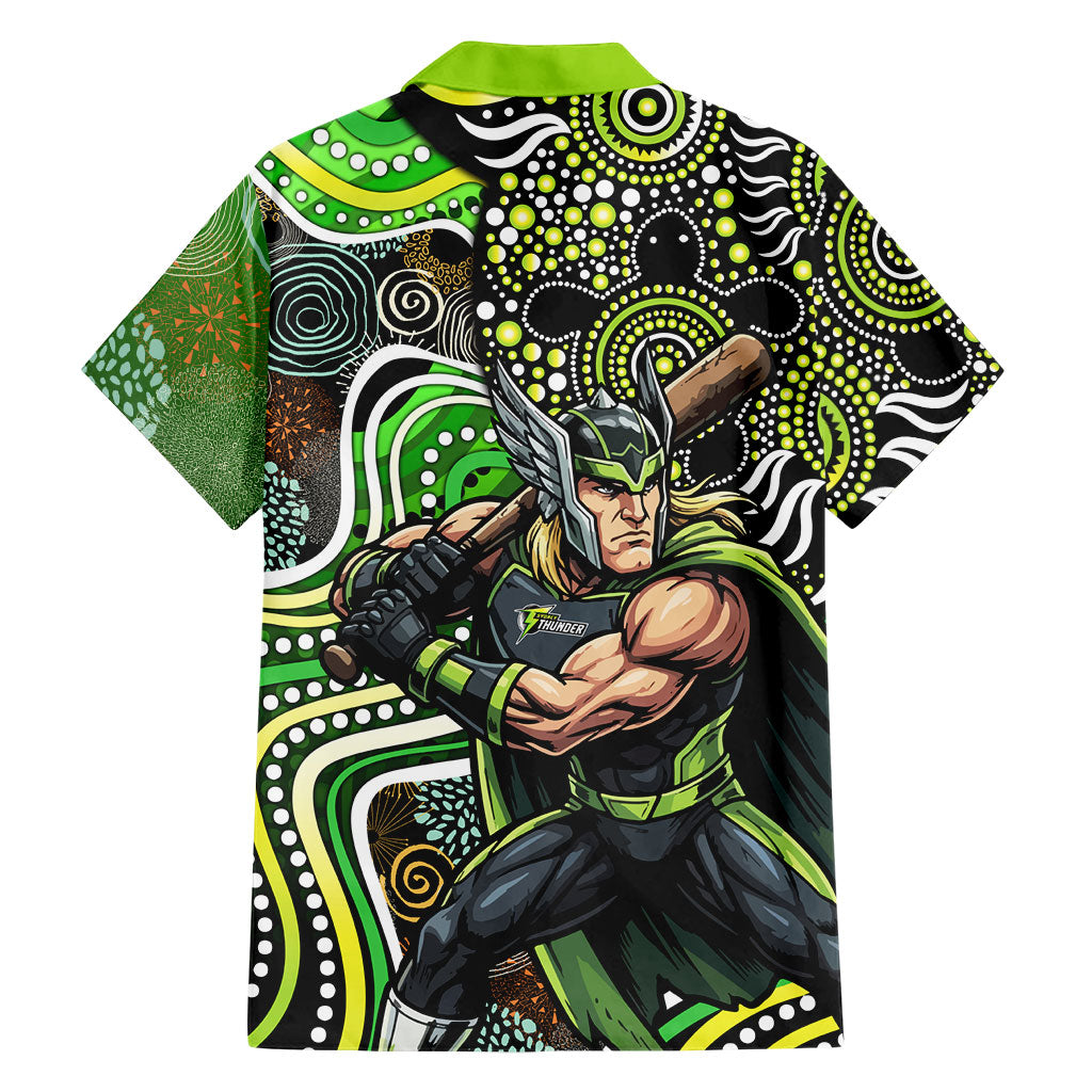 Sydney Thunder Family Matching Off Shoulder Maxi Dress and Hawaiian Shirt Indigenous Dot Art Superhero Batter Tribal Pattern