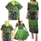 Sydney Thunder Family Matching Puletasi and Hawaiian Shirt Indigenous Dot Art Superhero Batter Tribal Pattern