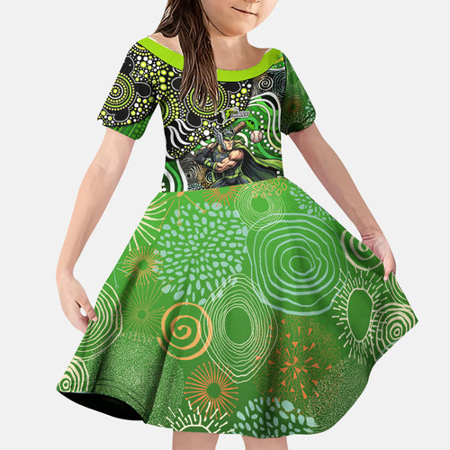 Sydney Thunder Family Matching Short Sleeve Bodycon Dress and Hawaiian Shirt Indigenous Dot Art Superhero Batter Tribal Pattern