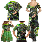 Sydney Thunder Family Matching Summer Maxi Dress and Hawaiian Shirt Indigenous Dot Art Superhero Batter Tribal Pattern