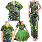Sydney Thunder Family Matching Tank Maxi Dress and Hawaiian Shirt Indigenous Dot Art Superhero Batter Tribal Pattern
