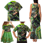 Sydney Thunder Family Matching Tank Maxi Dress and Hawaiian Shirt Indigenous Dot Art Superhero Batter Tribal Pattern