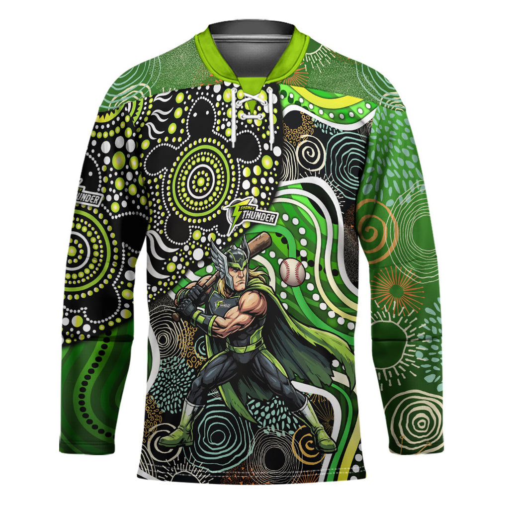 Sydney Thunder Hockey Jersey Indigenous Dot Art Superhero Batter Tribal Pattern