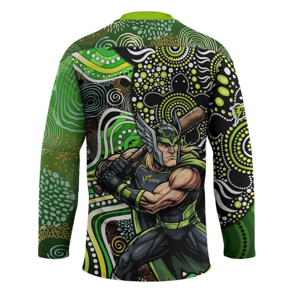 Sydney Thunder Hockey Jersey Indigenous Dot Art Superhero Batter Tribal Pattern
