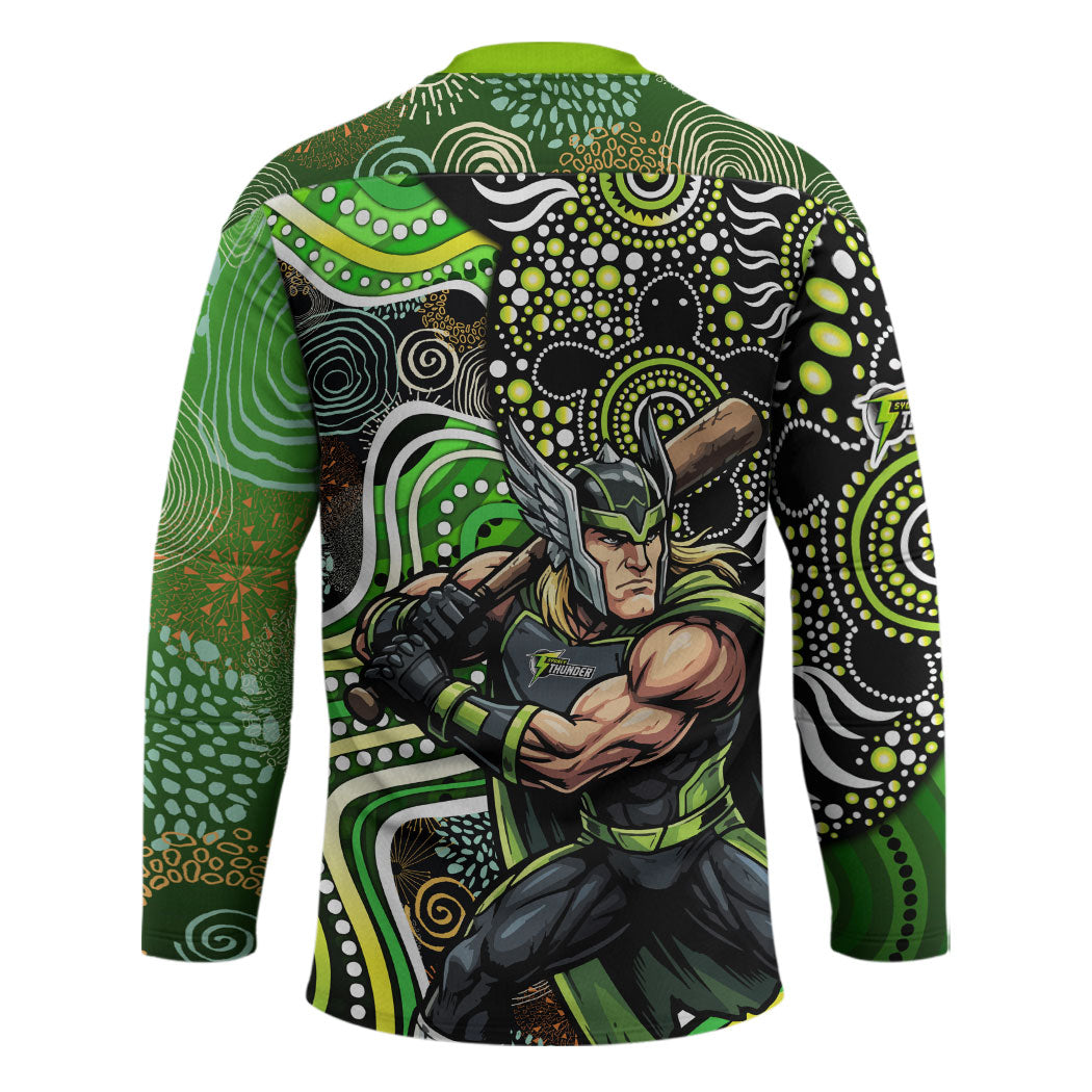 Sydney Thunder Hockey Jersey Indigenous Dot Art Superhero Batter Tribal Pattern