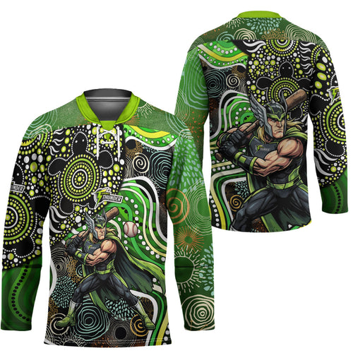 Sydney Thunder Hockey Jersey Indigenous Dot Art Superhero Batter Tribal Pattern