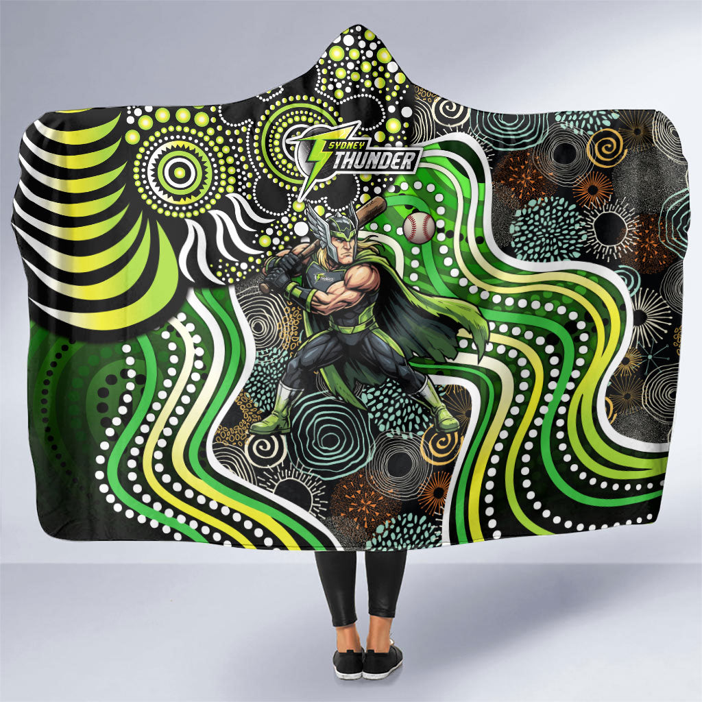 Sydney Thunder Hooded Blanket Indigenous Dot Art Superhero Batter Tribal Pattern