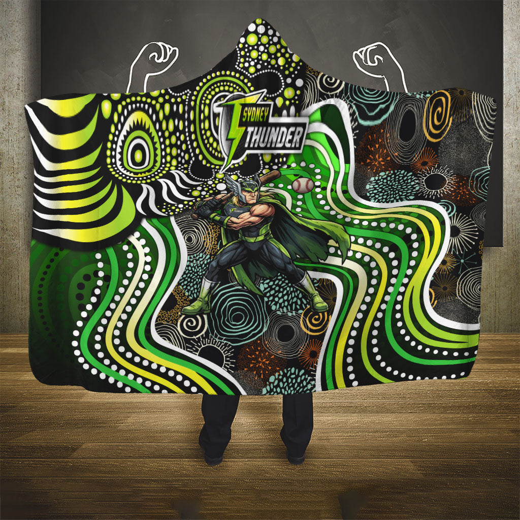 Sydney Thunder Hooded Blanket Indigenous Dot Art Superhero Batter Tribal Pattern
