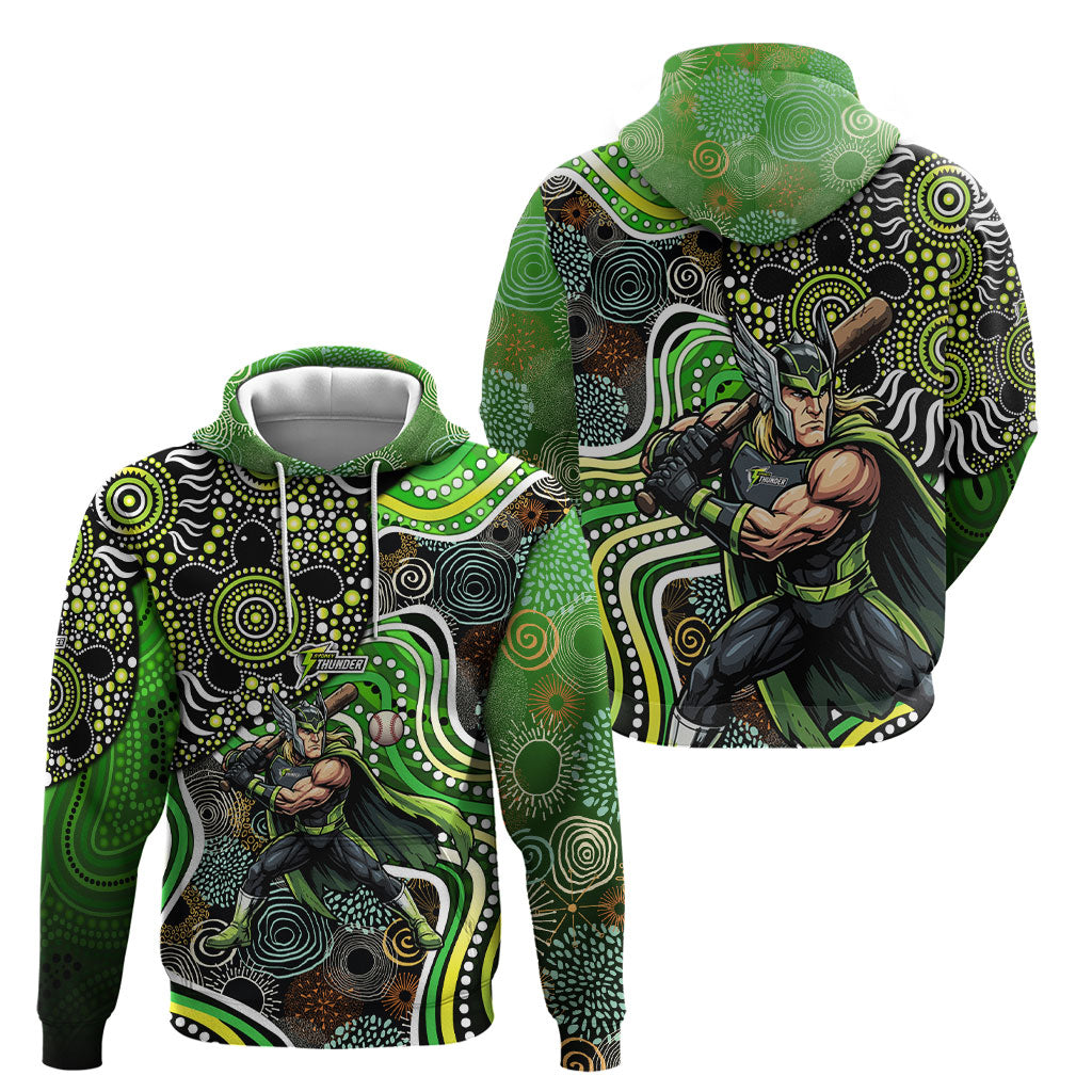 Sydney Thunder Hoodie Indigenous Dot Art Superhero Batter Tribal Pattern