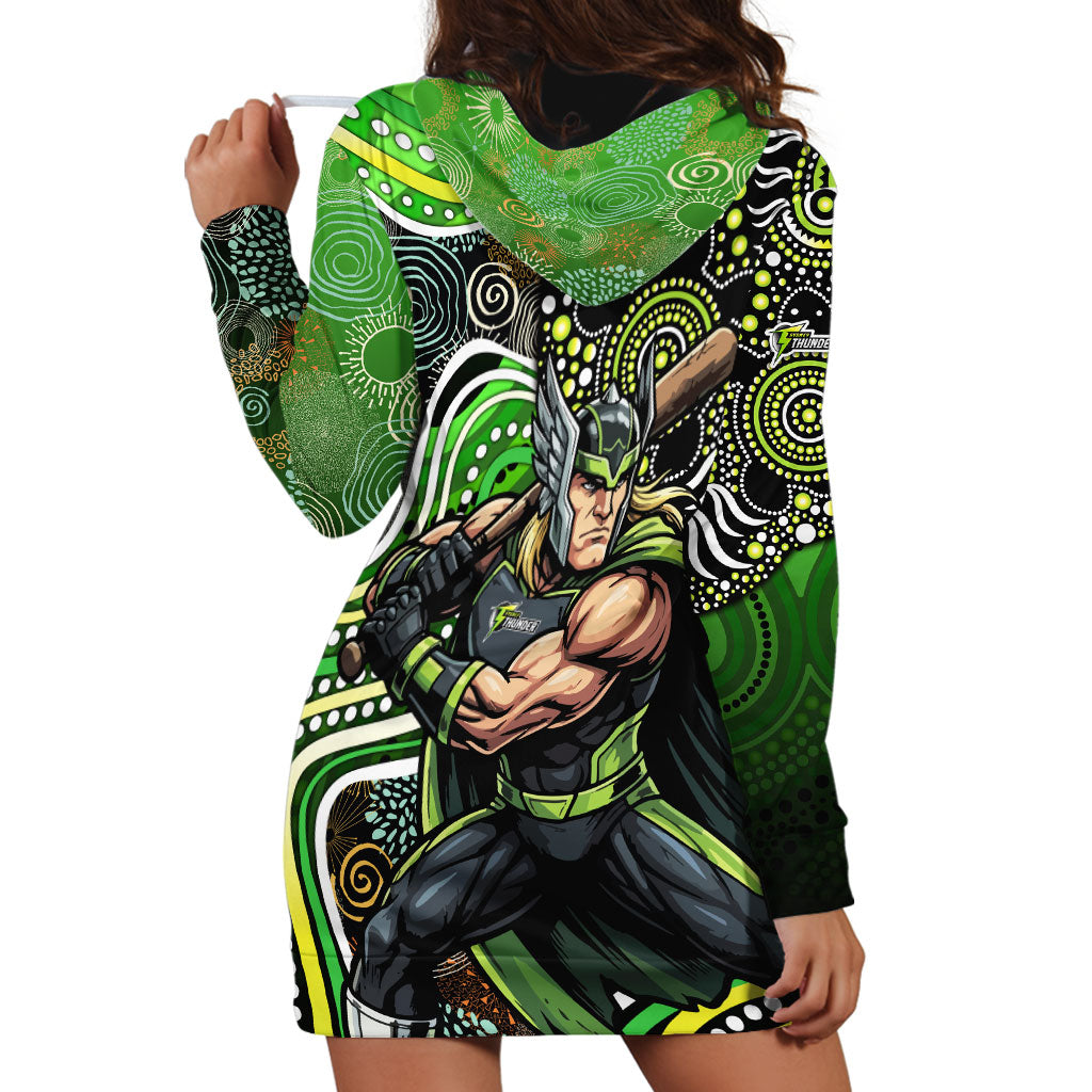 Sydney Thunder Hoodie Dress Indigenous Dot Art Superhero Batter Tribal Pattern