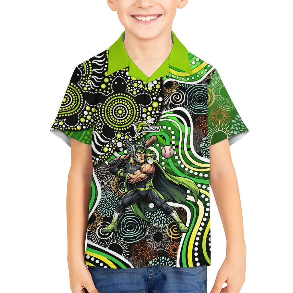 Sydney Thunder Kid Hawaiian Shirt Indigenous Dot Art Superhero Batter Tribal Pattern