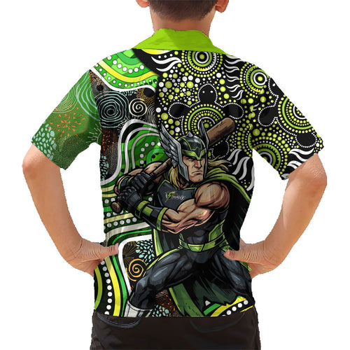 Sydney Thunder Kid Hawaiian Shirt Indigenous Dot Art Superhero Batter Tribal Pattern