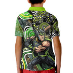 Sydney Thunder Kid Polo Shirt Indigenous Dot Art Superhero Batter Tribal Pattern