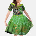 Sydney Thunder Kid Short Sleeve Dress Indigenous Dot Art Superhero Batter Tribal Pattern