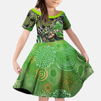 Sydney Thunder Kid Short Sleeve Dress Indigenous Dot Art Superhero Batter Tribal Pattern