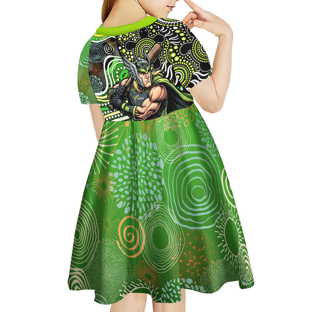 Sydney Thunder Kid Short Sleeve Dress Indigenous Dot Art Superhero Batter Tribal Pattern