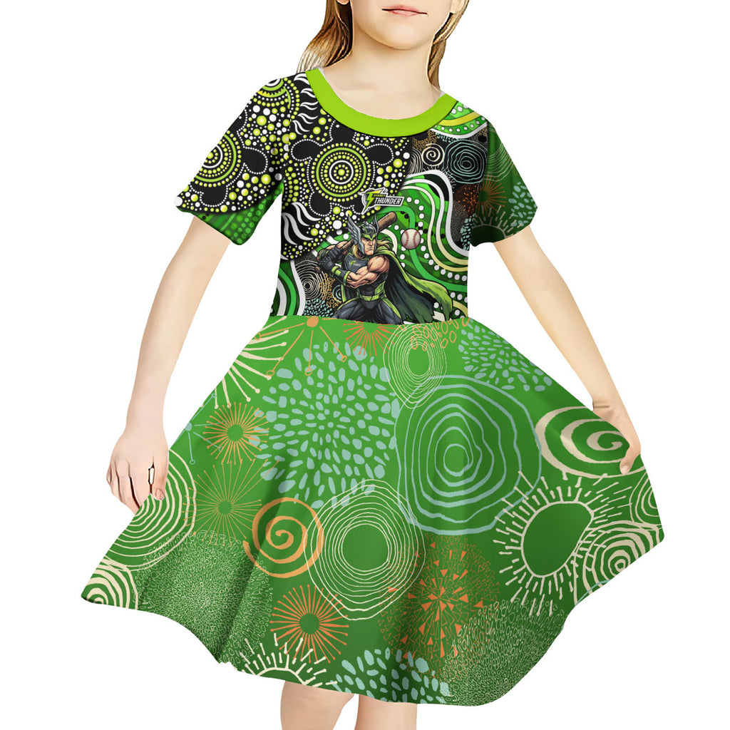 Sydney Thunder Kid Short Sleeve Dress Indigenous Dot Art Superhero Batter Tribal Pattern