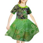 Sydney Thunder Kid Short Sleeve Dress Indigenous Dot Art Superhero Batter Tribal Pattern